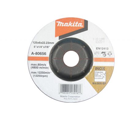 DISCO DE DESBASTE INOX MAKITA 125X6,0X22,23MM WA36N